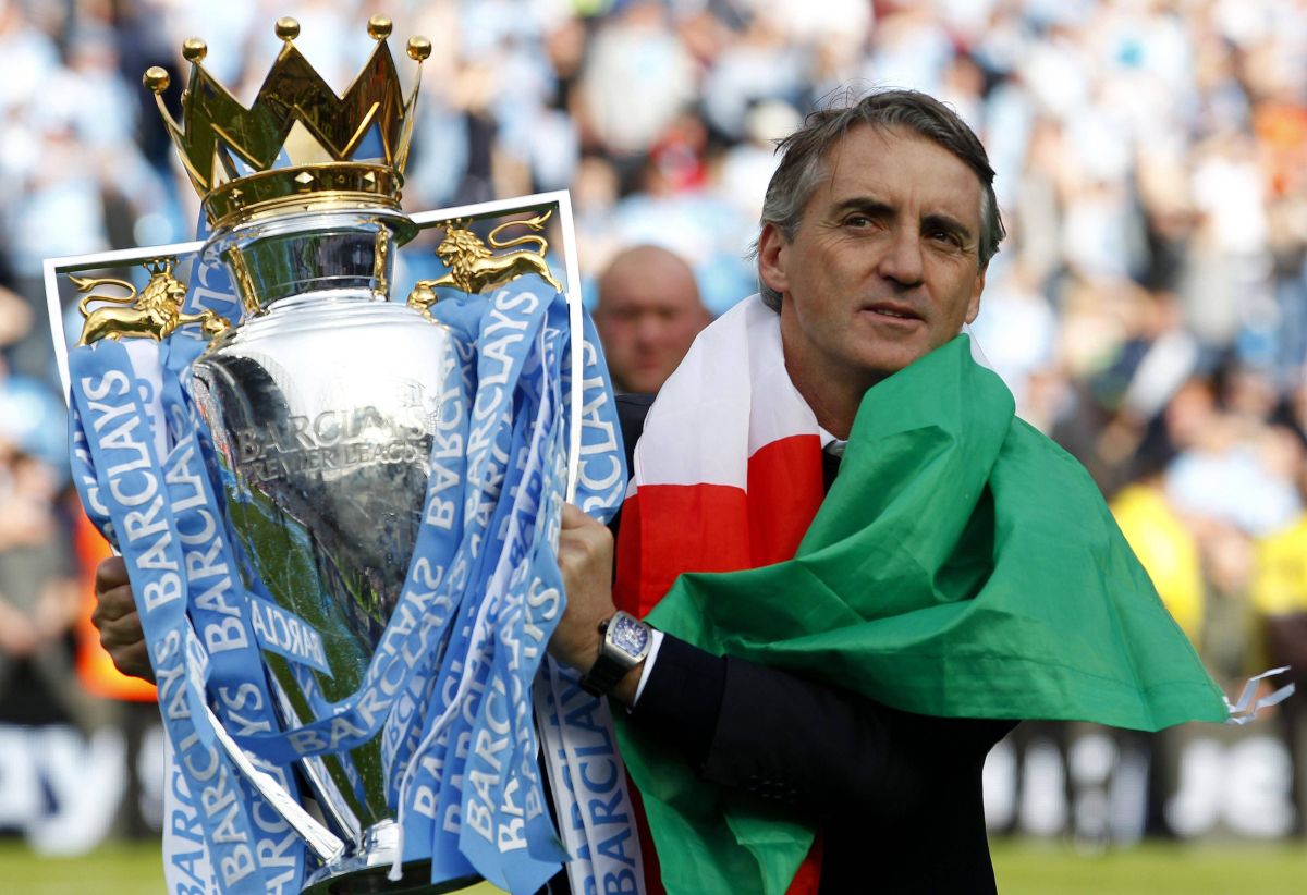 Roberto Mancini, în 2012, când a cucerit titlul în Prremier cu City Foto: Imago