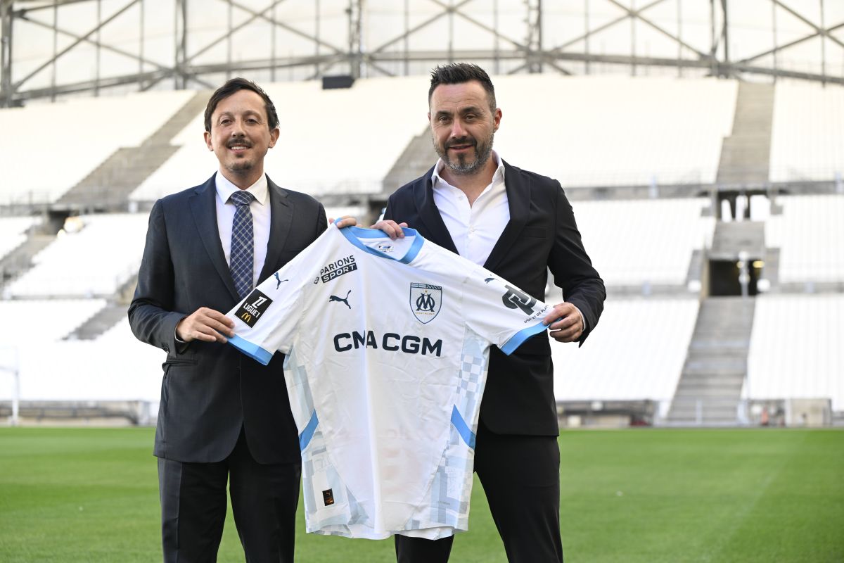 Roberto De Zerbi și Pablo Longoria, pe Stade Velodrome Foto: Imago