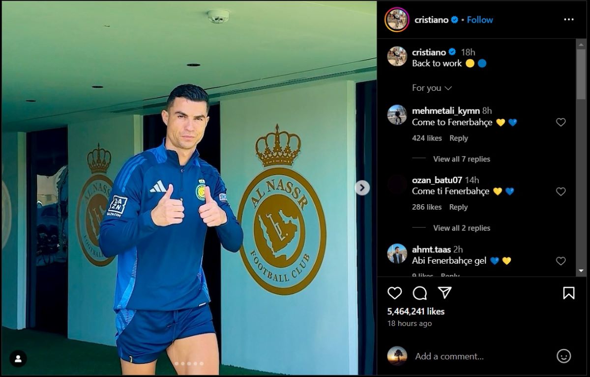 Comentariile de la ultima postare a lui Cristiano Ronaldo pe Instagram