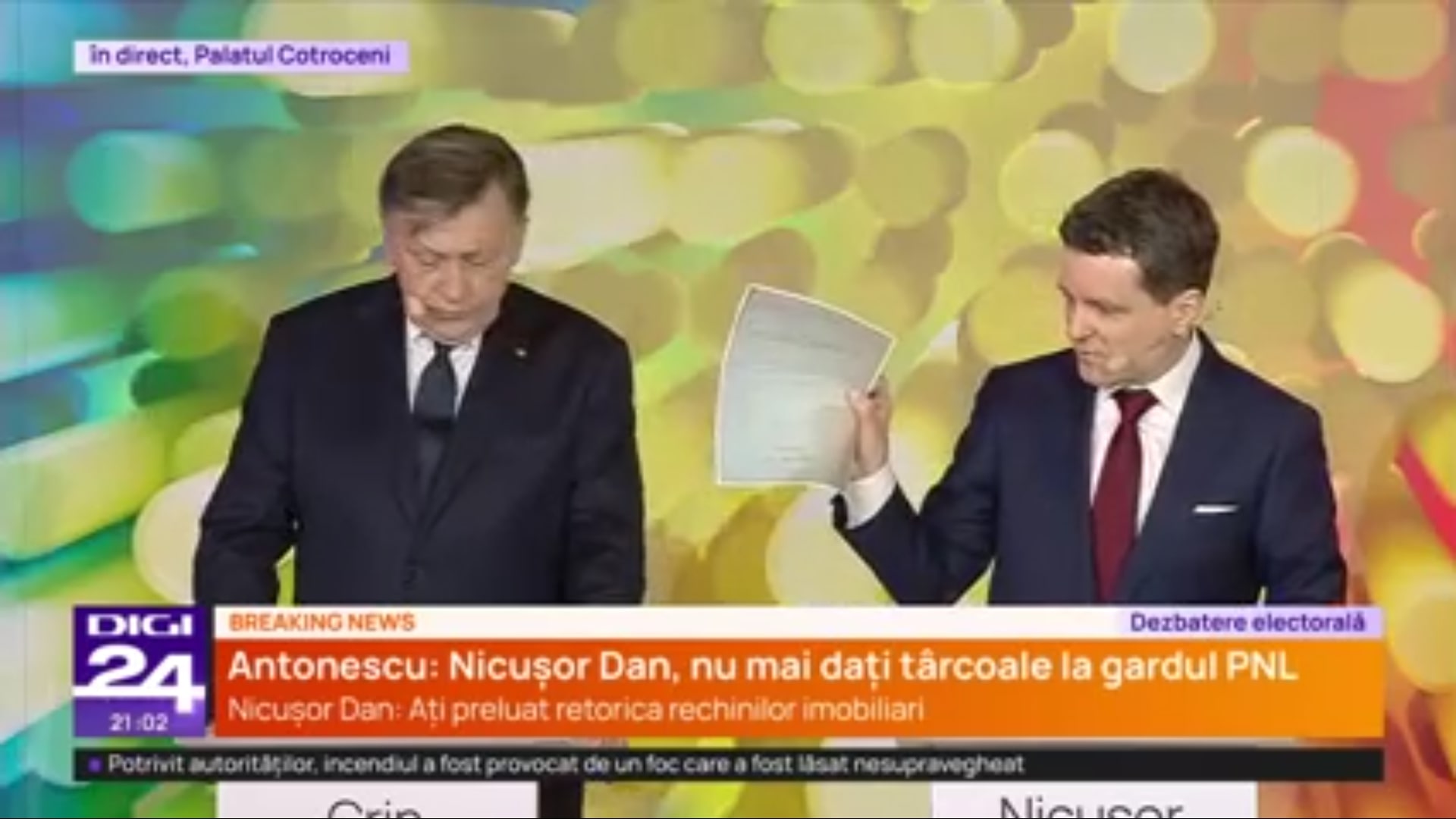 Crin Antonescu și Nicușor Dan s-au contrat în ultimele zile pe tema bazelor sportive din București. Foto - captură Digi24